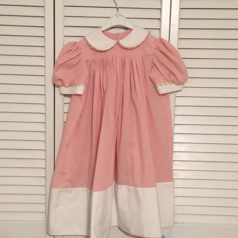 Short sleeve Peter Pan collar pink dress